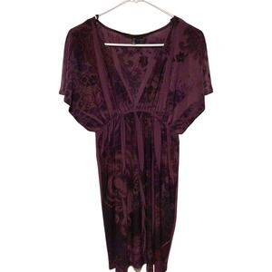 City Triangles Women's Purple Paisley Stretch Pullover Dress Size Small